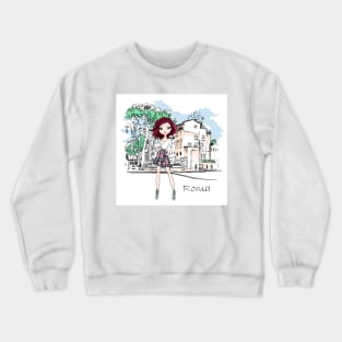 Vector fashion girl in Rome Crewneck Sweatshirt